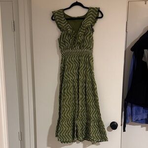 Elegant Olive Green Midi Dress